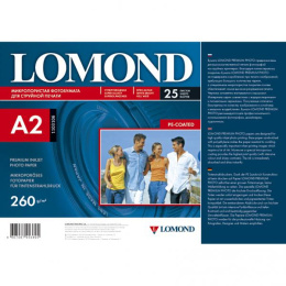 1103106 Фотобумага Одностороняя Суперглянцевая ярко-белая Lomond А2, 260г/м2, 25л.