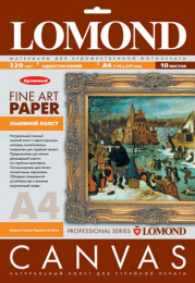 0908421 Холст льняной Lomond A4, 320г/м2, 10л. (пигм.черн.)