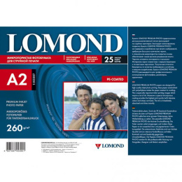 1103307 Бумага Микропористое Полуглянцевая Lomond А2 (420х594)мм, 250г/м2, 25л.