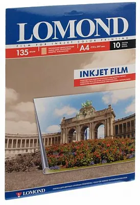 07084111 Плёнка Lomond PE Laser Film – прозрачная, А4, 135 мкм, 10 листов, для струйной цветной печати.